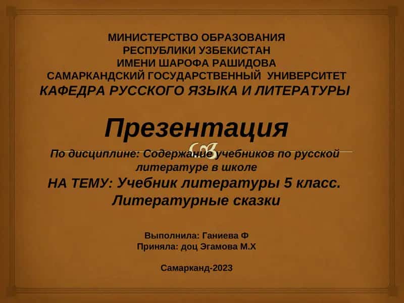 Презентация по учебнику литературы