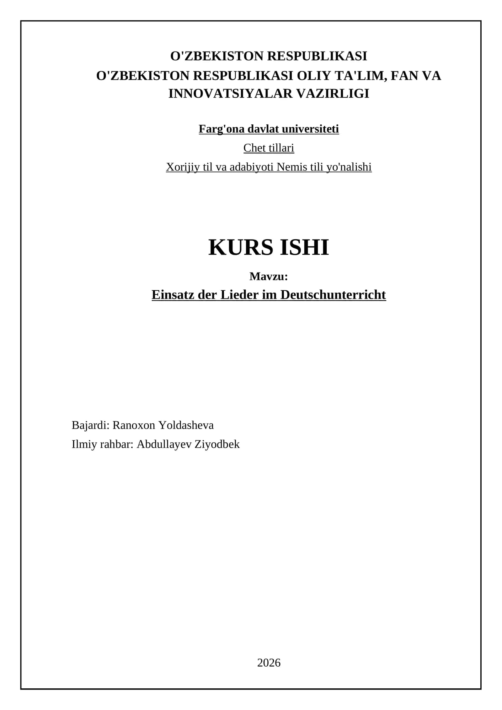Einsatzt der Lieder im Deutschunterricht