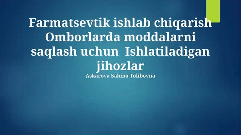 Farmatsevtik ishlab chiqarish Omborlarda moddalarni saqlash uchun Ishlatiladigan jihozlar