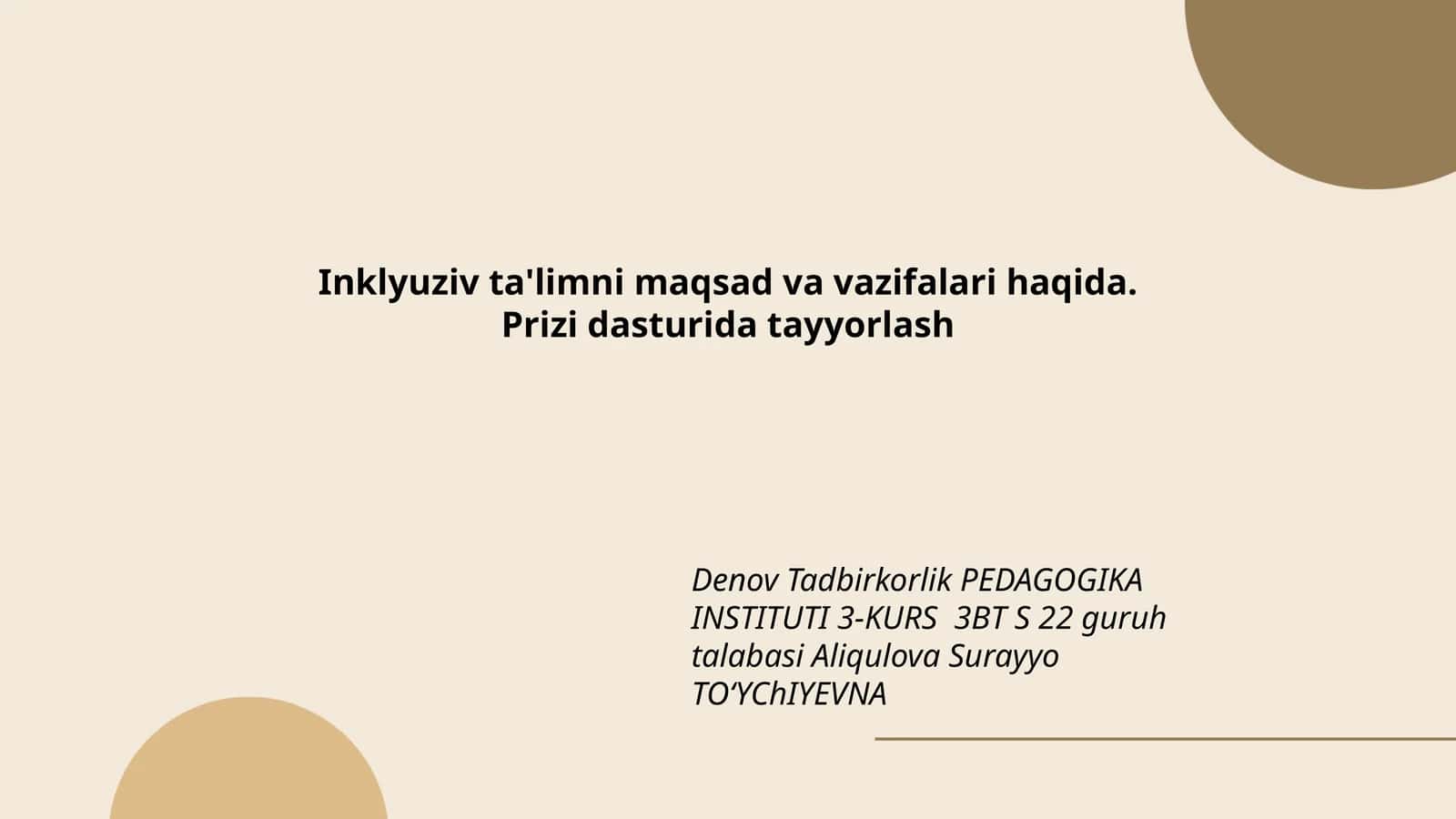 Inklyuziv ta'limni maqsad va vazifalari haqida