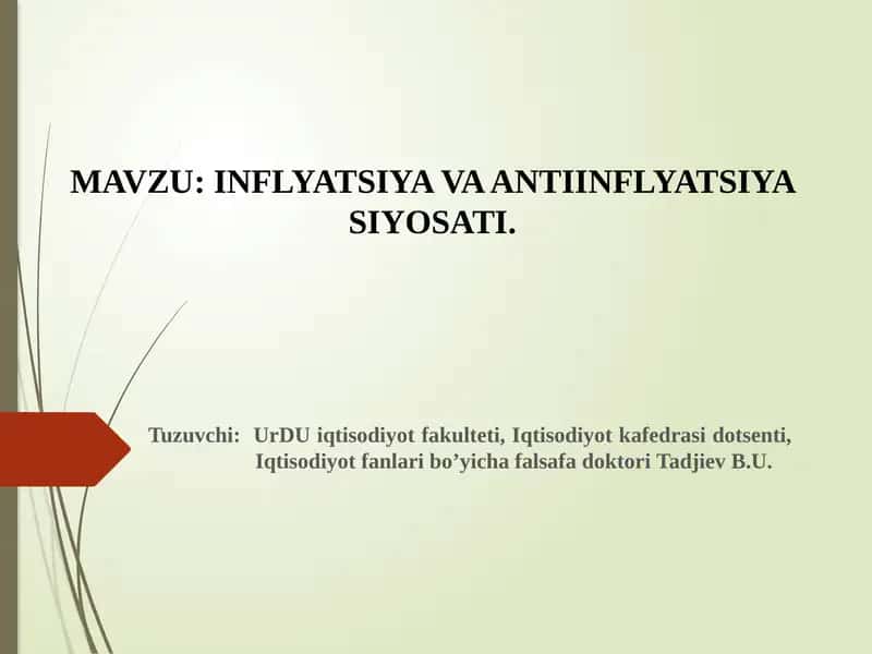 INFLYATSIYA VA ANTIINFLYATSIYA SIYOSATI