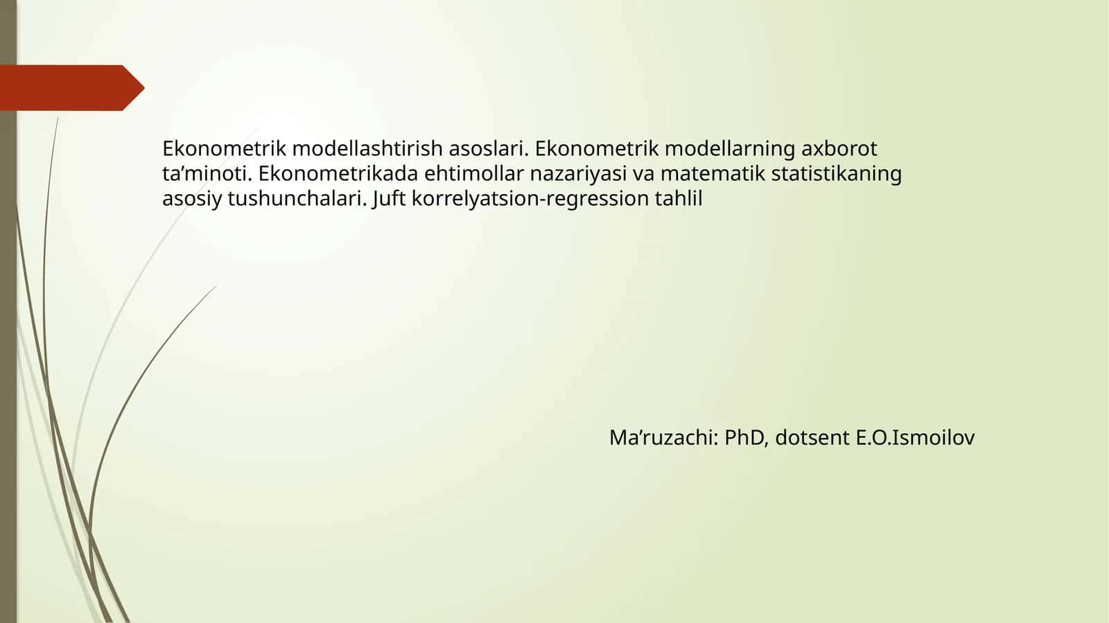 Ekonometrik modellаshtirish аsoslаri