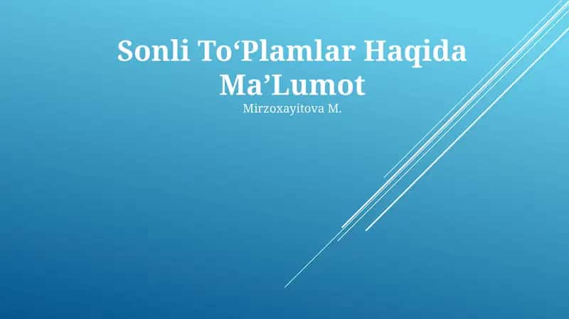 Sonli ToʻPlamlar Haqida MaʼLumot
