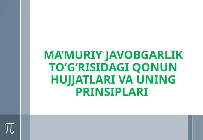 Ma’muriy Javobgarlik To‘g‘risidagi Qonun Hujjatlari va Uning Prinsiplari