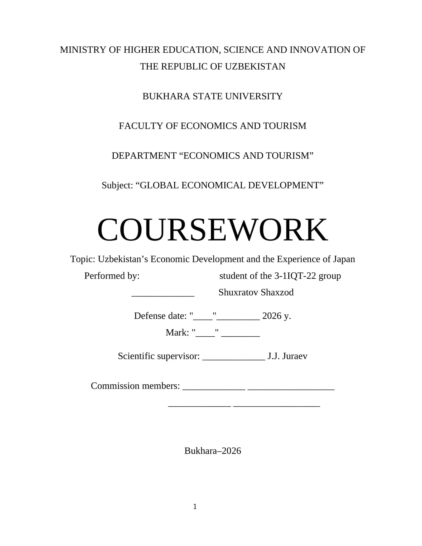 Uzbekistan’s Economic Development and the Experience of Japan