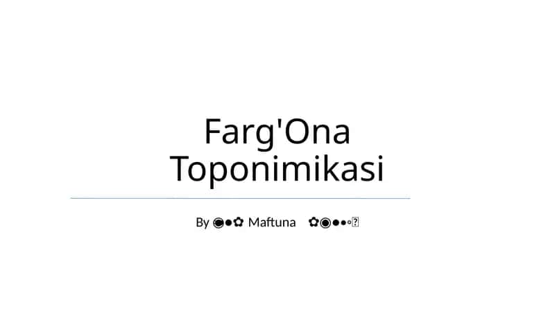 Farg'Ona Toponimikasi