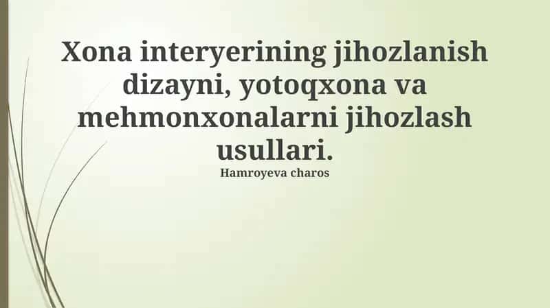 Mehmonxona Uchun Mebel Tanlash