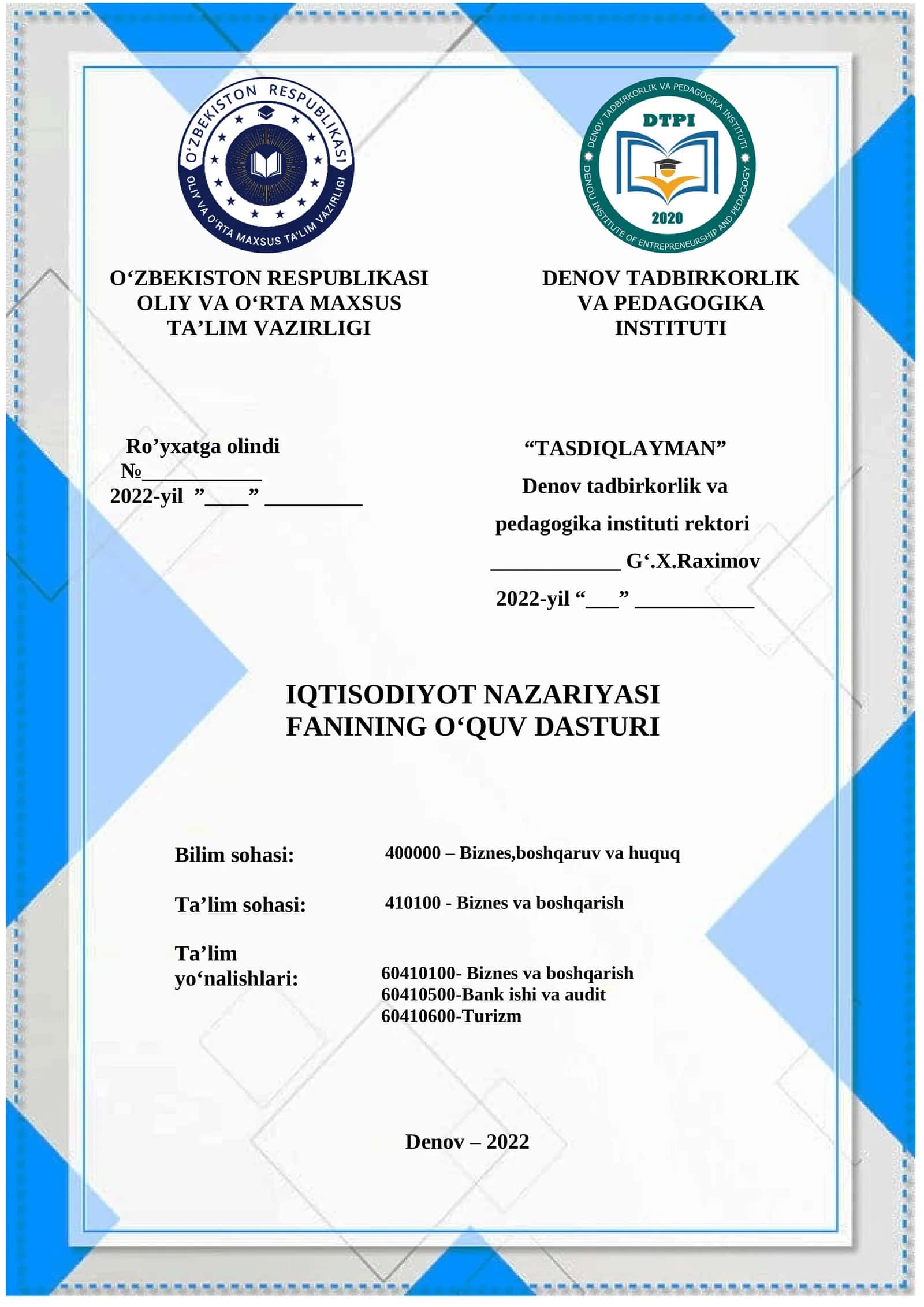 IQTISODIYOT NAZARIYASI