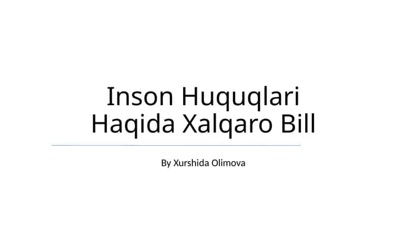 Inson Huquqlari Haqida Xalqaro Bill
