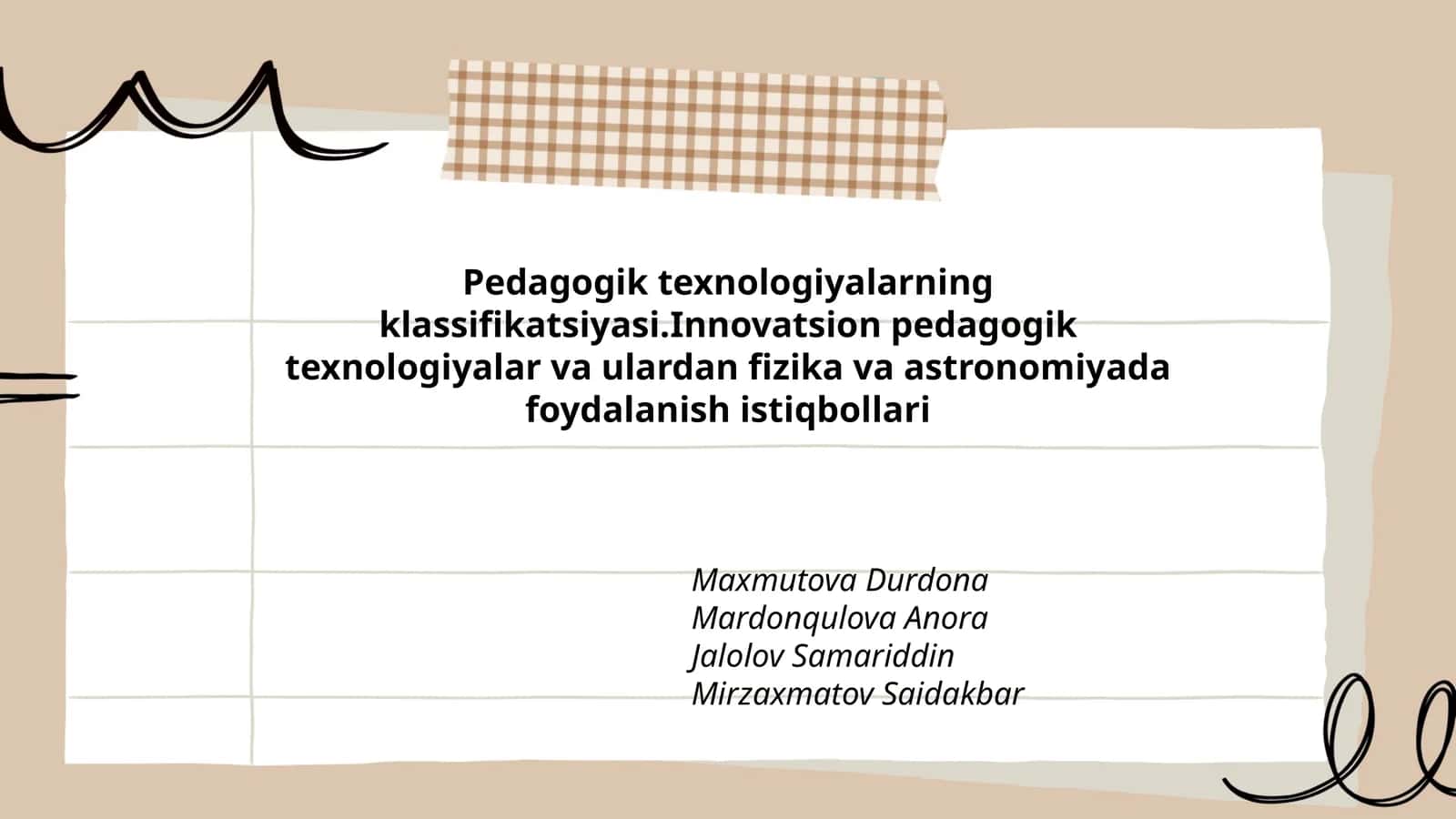 Pedagogik texnologiyalarning klassifikatsiyasi