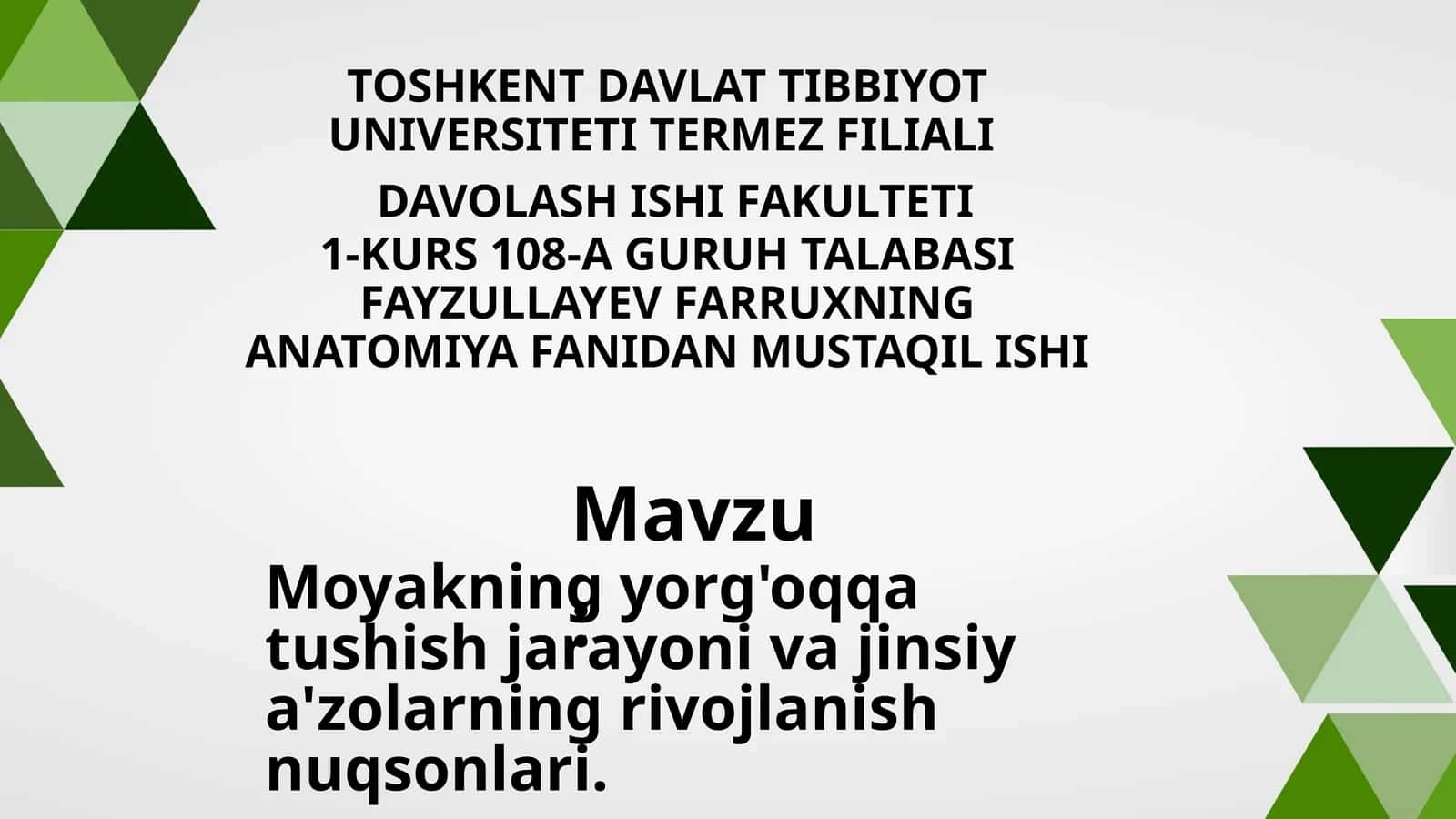 Erkaklar tanosil a'zolari. Ayolar tanosil a'zolari. Ularning yoshga qarab oʻzgarishi. Oraliq topografiyasi tuzilishi, chanoq va tanosil diafragmalari va jinsga nisbatan farqi.