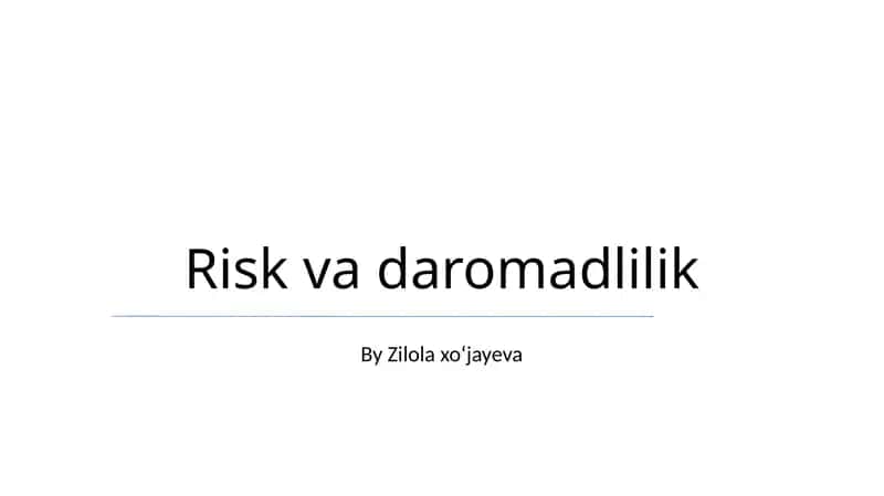 Risk va daromadlilik