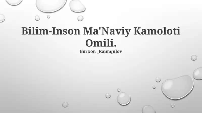 Bilim-Inson Ma'Naviy Kamoloti Omili