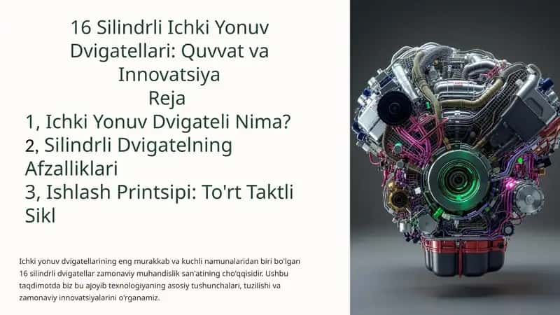 16 Silindrli Ichki Yonuv Dvigatellari