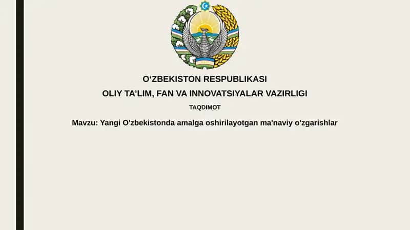 Yangi O'zbekistonda amalga oshirilayotgan ma'naviy ozgarishlar