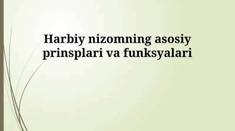 Harbiy nizomning asosiy prinsplari va funksiyalari
