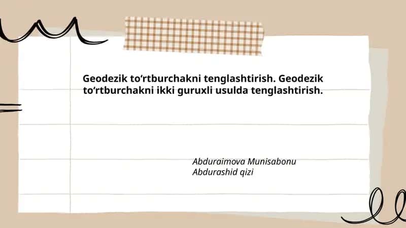 Geodezik to‘rtburchakni tenglashtirish
