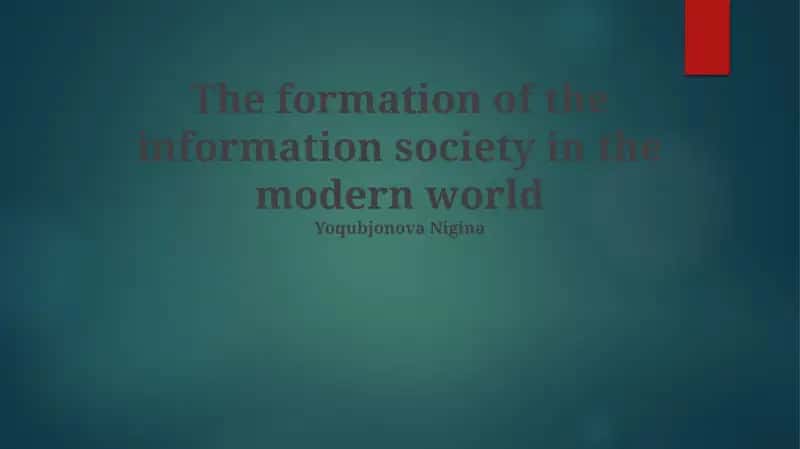 The formation of the information society in the modern world