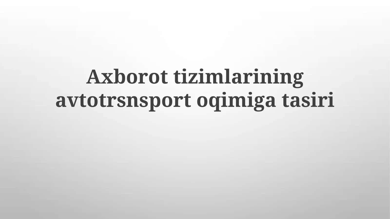 Avtomobil tıkanıklıklarini bashorat qilish tizimlari