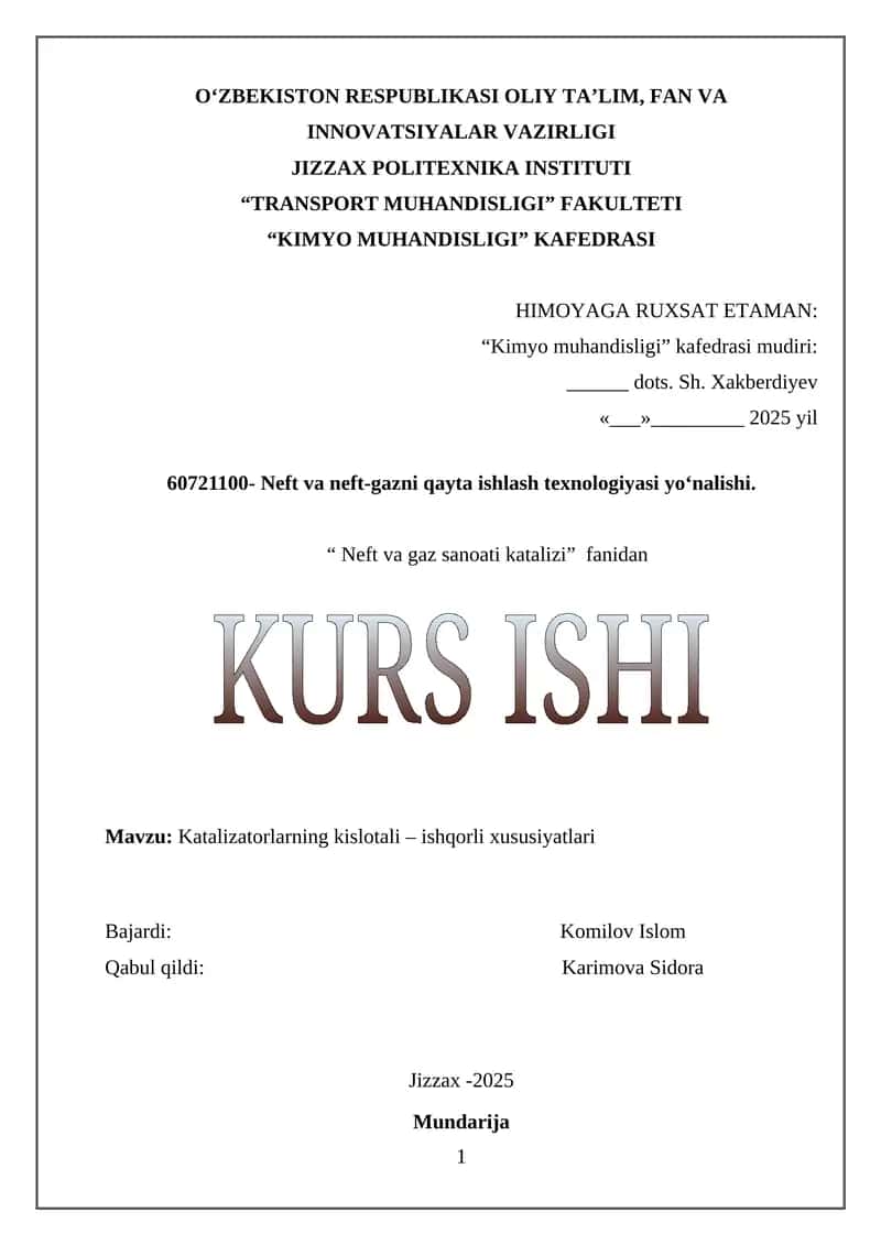 Kislotali – Ishqorli Katalizatorlarning Xususiyatlari