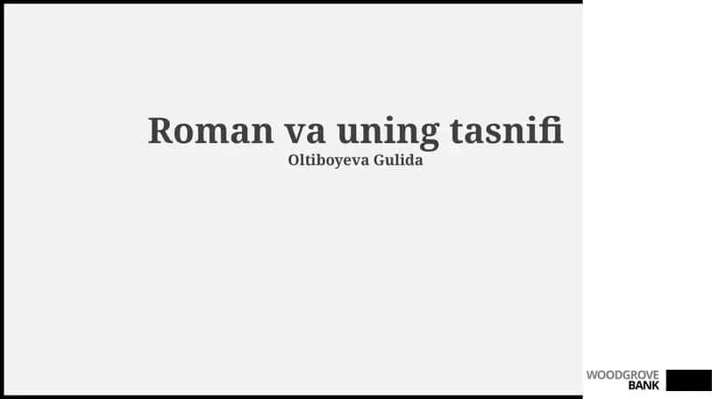 Roman va uning tasnifi