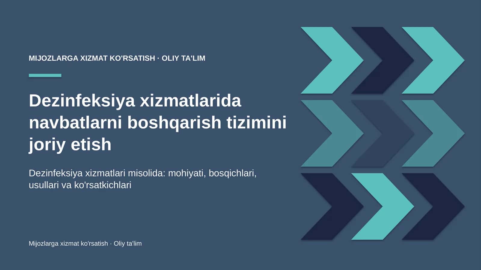 Dezinfeksiya xizmatlarida navbatlarni boshqarish tizimini joriy etish