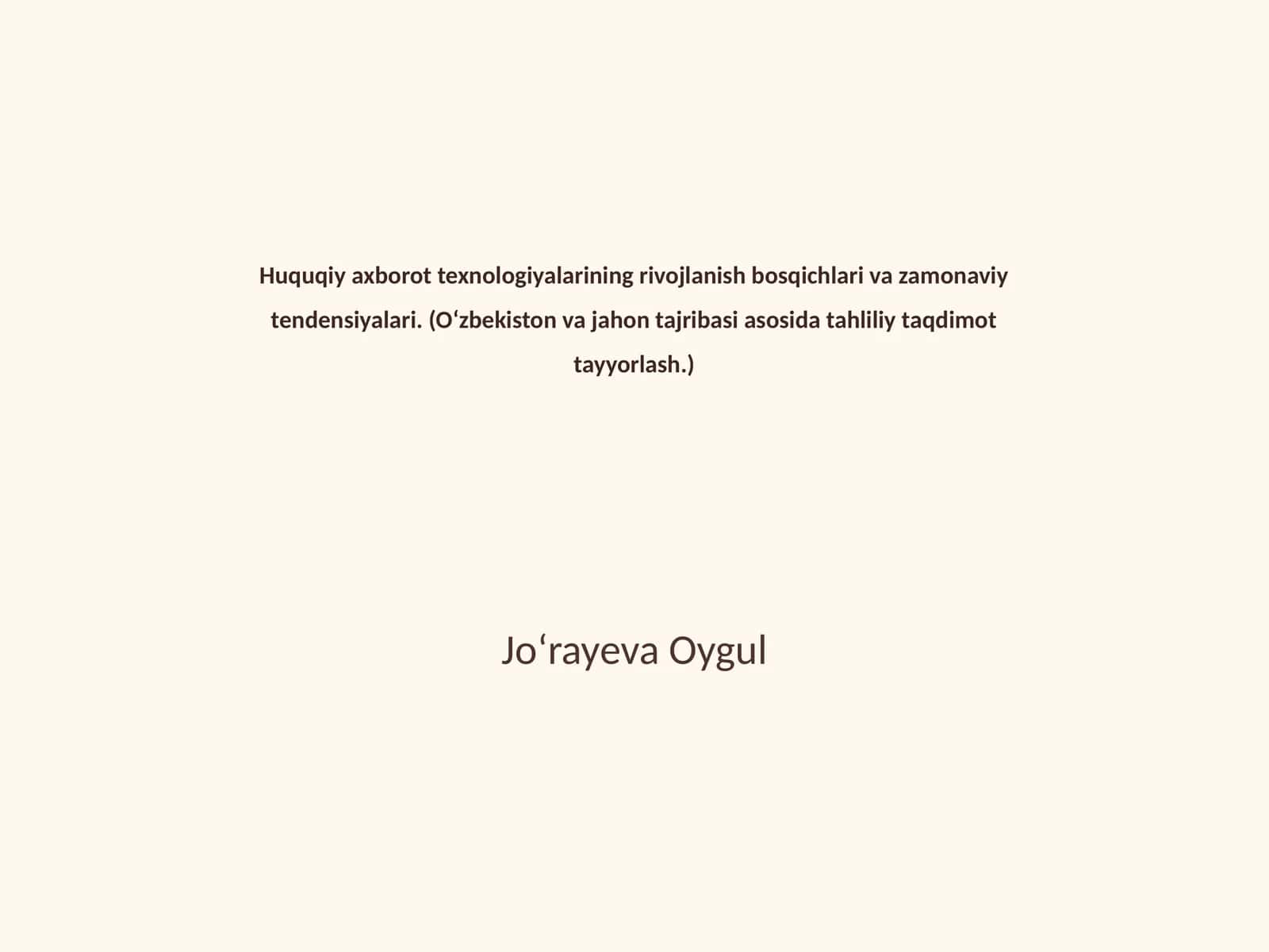 Huquqiy axborot texnologiyalarining rivojlanish bosqichlari va zamonaviy tendensiyalari