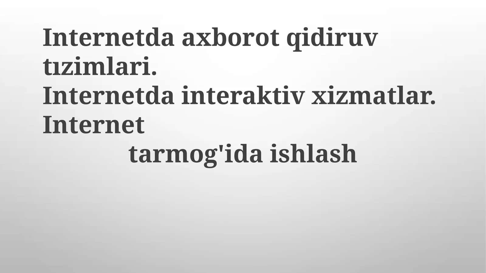 Internet Qidiruv Tizimlari