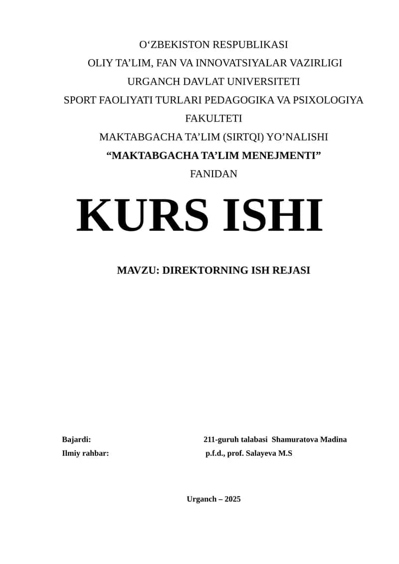 Maktabgacha Ta'lim Menejmenti