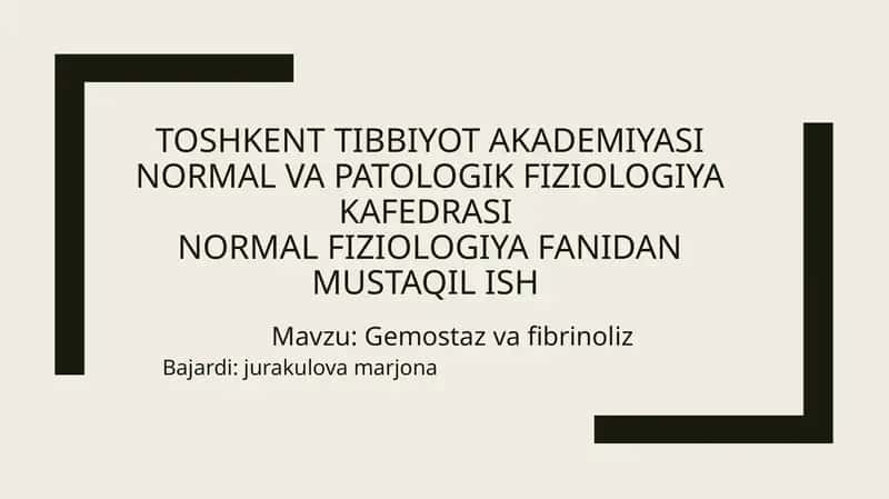 Gemostaz vafibrinoliz