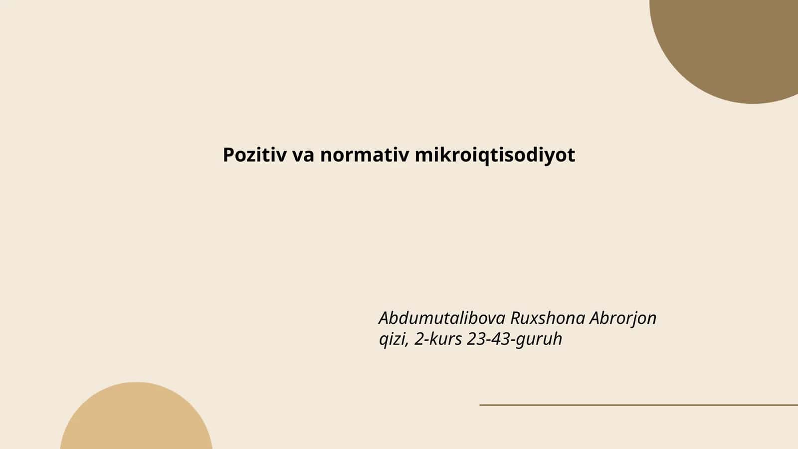 Pozitiv va normativ mikroiqtisodiyot