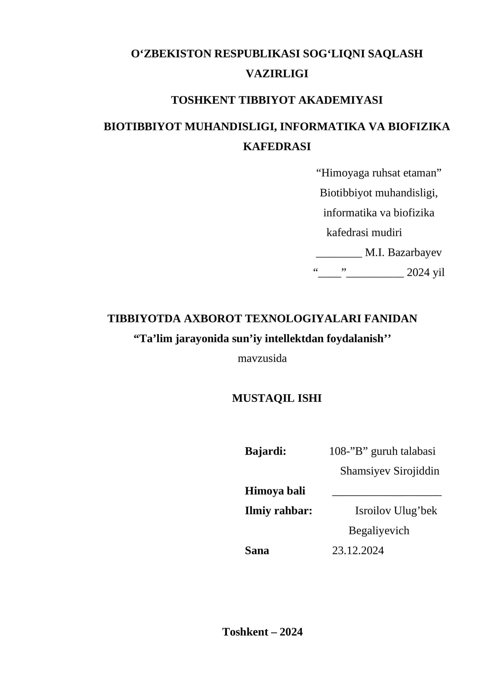 Ta’lim jarayonida sun’iy intellektdan foydalanish