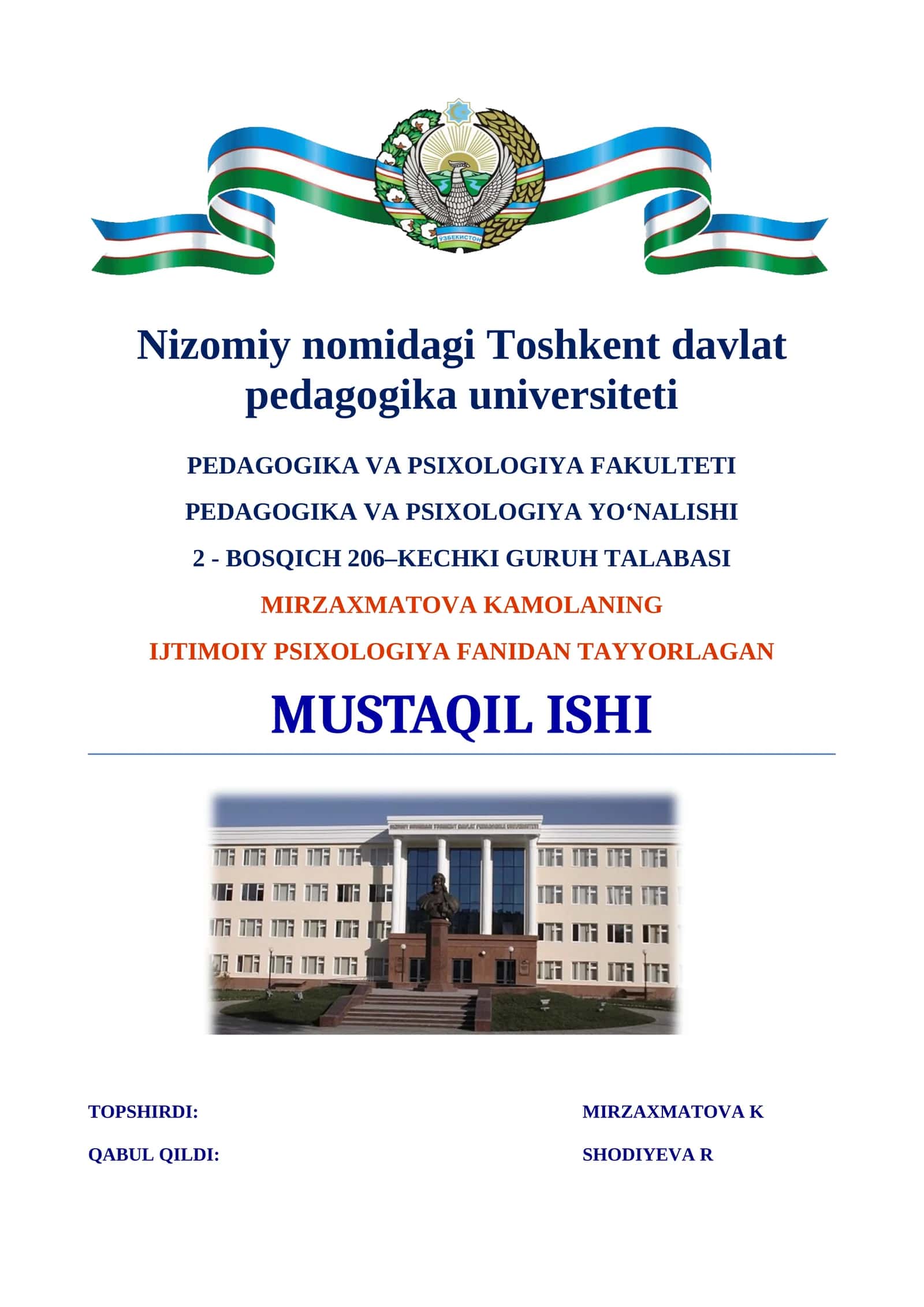 Anketa tayyorlash bo‘yicha