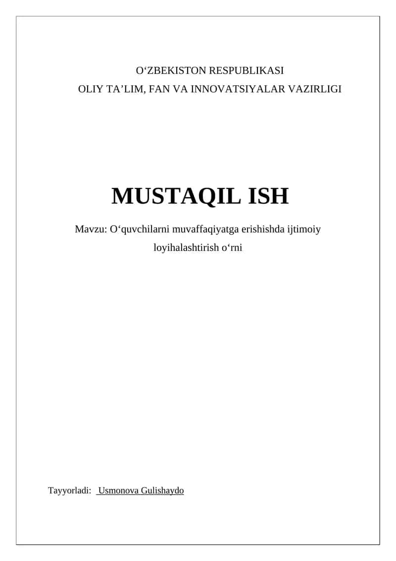 Oʻquvchilarni muvaffaqiyatga erishishda ijtimoiy loyihalashtirish oʻrni