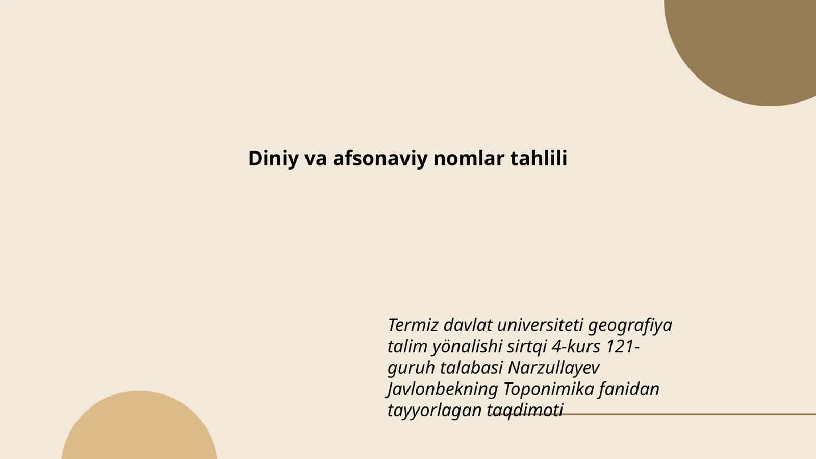Diniy va afsonaviy nomlar tahlili