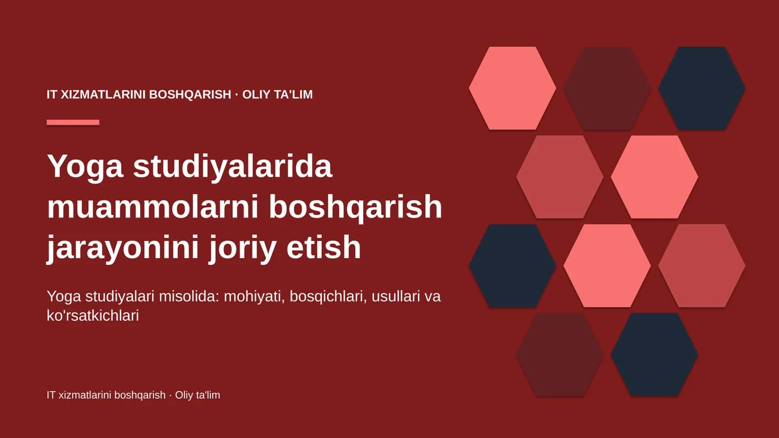 Yoga studiyalarida muammolarni boshqarish jarayonini joriy etish