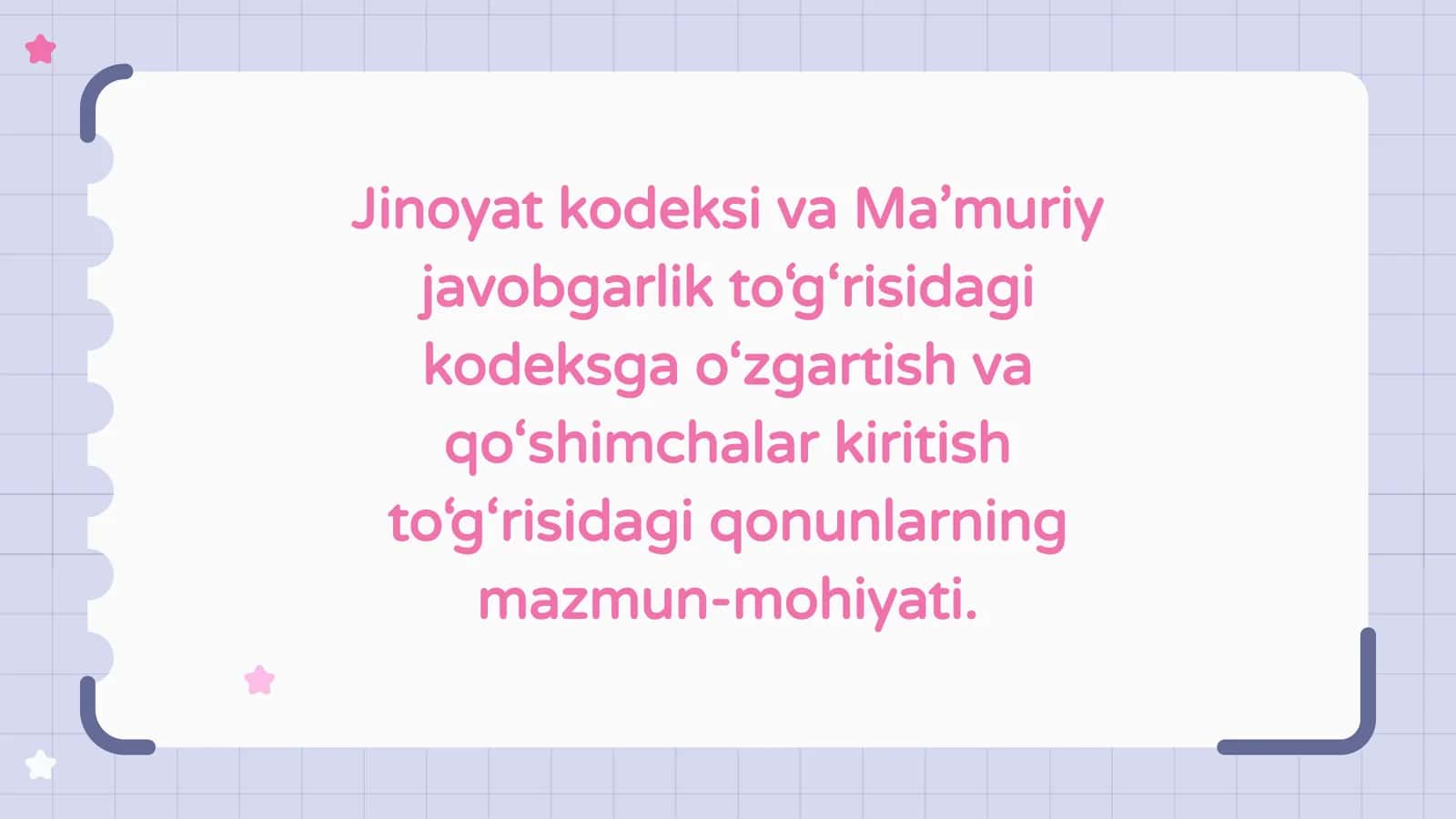 Jinoyat kodeksi va Ma’muriy javobgarlik to‘g‘risidagi kodeksga o‘zgartish va qo‘shimchalar kiritish to‘g‘risidagi qonunlar