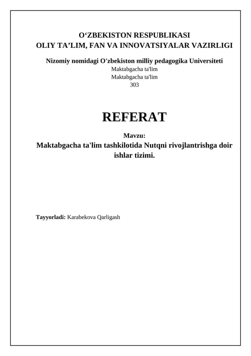 Nutqni rivojlantirish tizimi