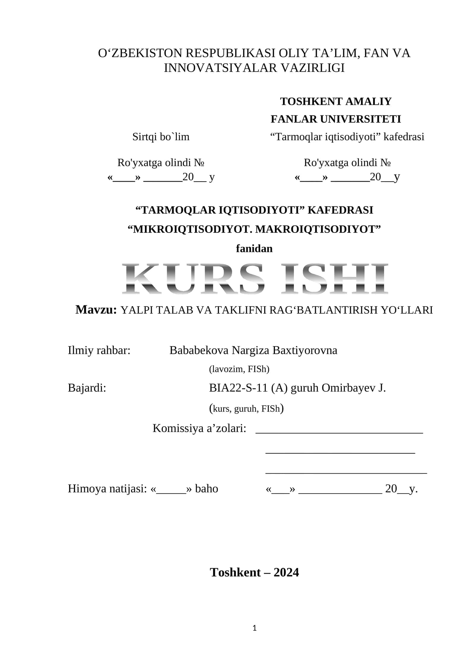 MAKROIQTISODIY TAHLIL: YALPI TALAB VA TAKLIFNI RAG‘BATLANTIRISH YO‘LLARI