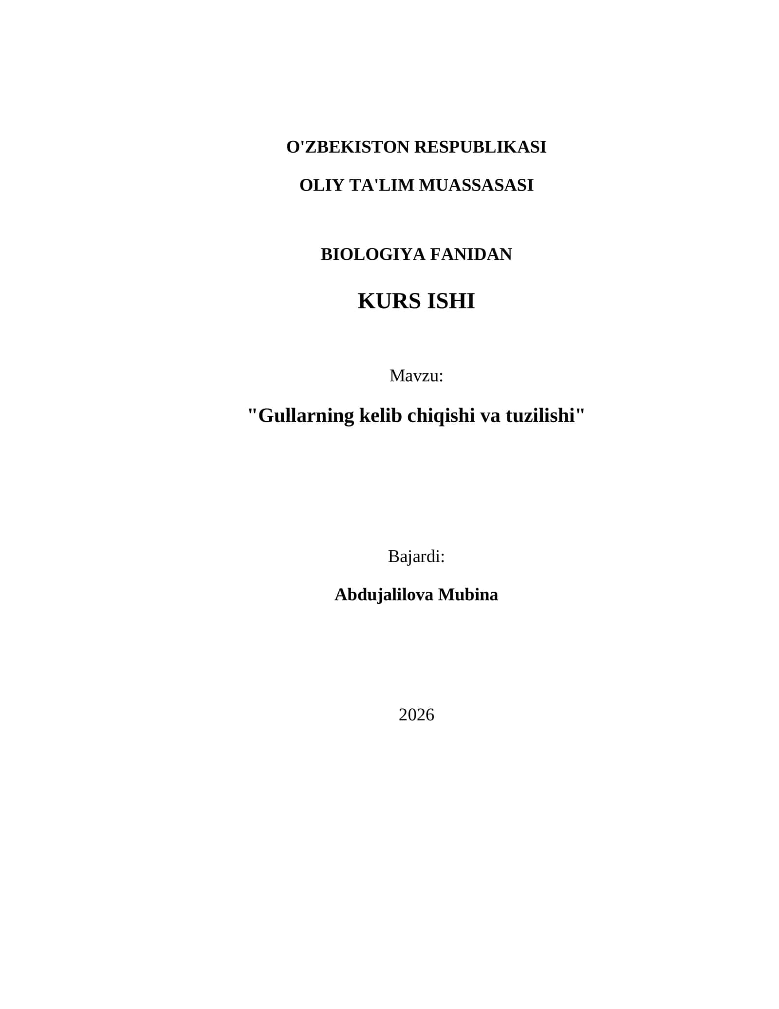 Gullarning kelib chiqishi va tuzilishi