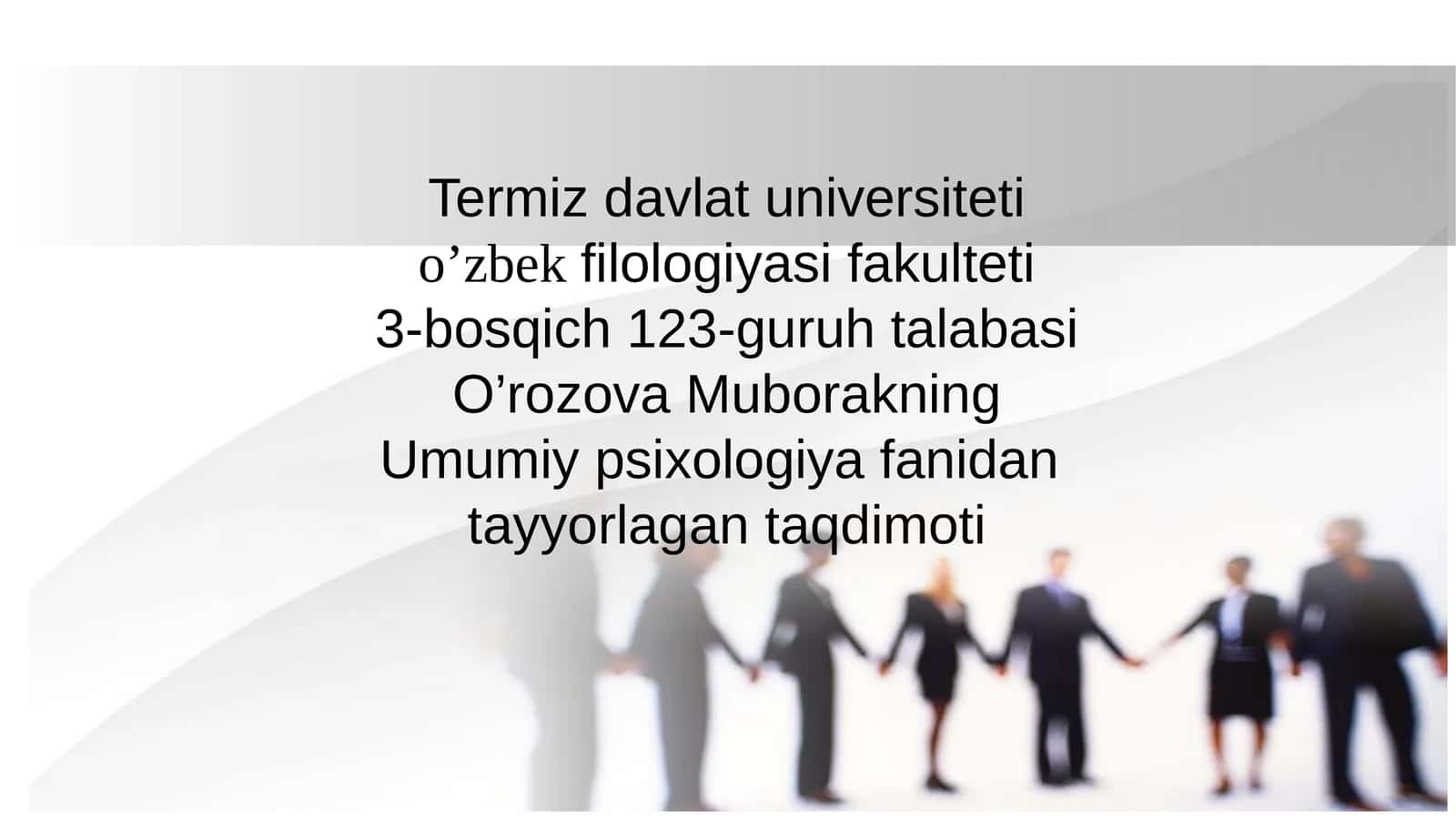 Umumiy psixologiya fanidan tayyorlagan taqdimoti