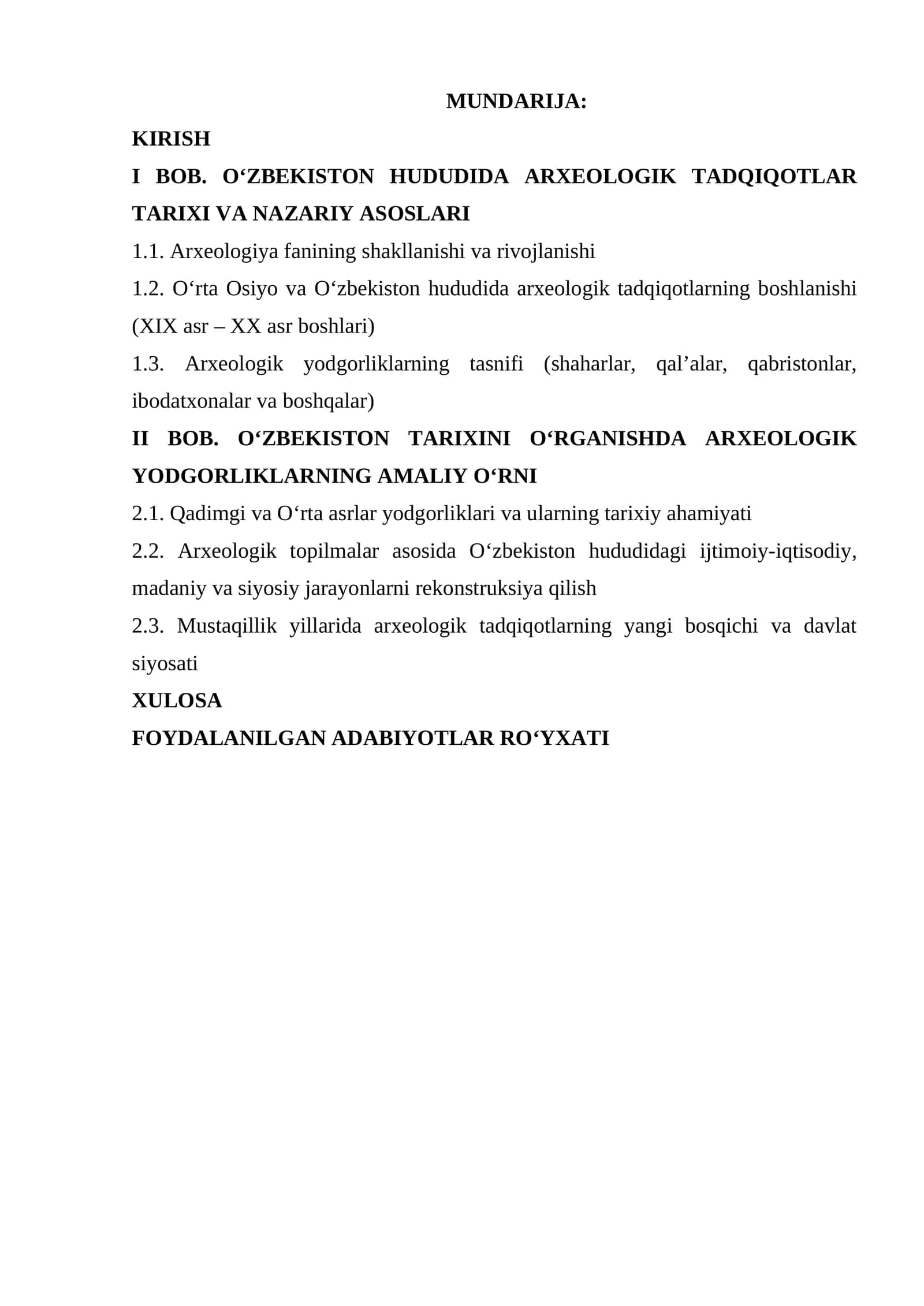 O'Ikamiz tarixini o'rganishda arxeologik yodgorliklarning o'rni