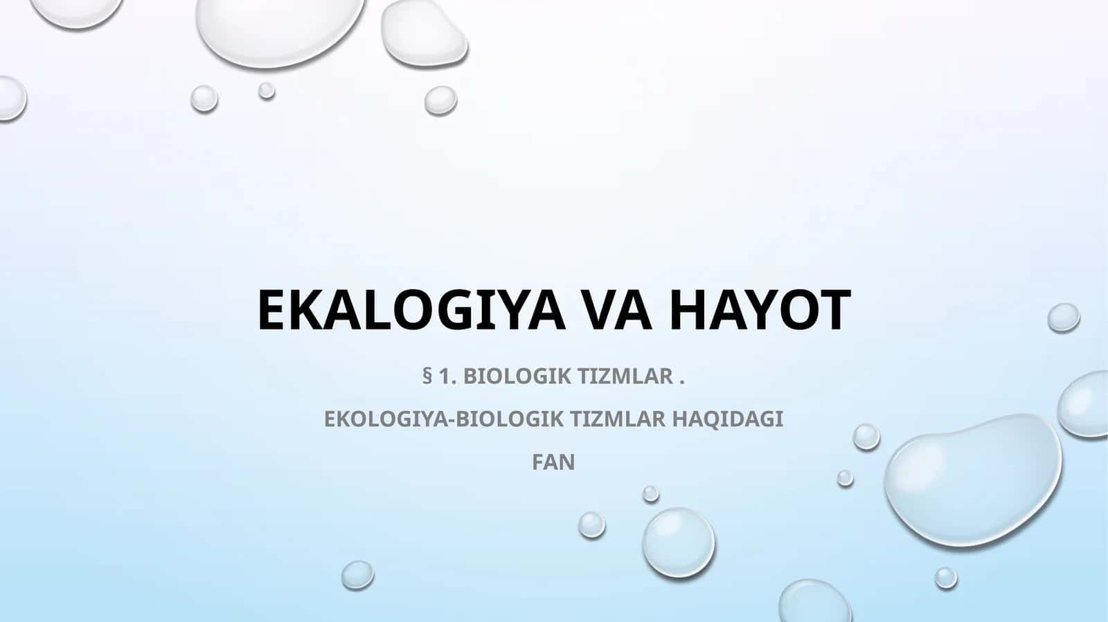 Ekologiya va hayot