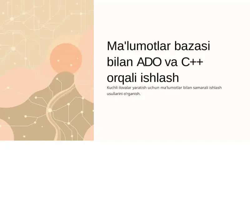 Ma'lumotlarbazasibilan ADO va C++ orqali ishlash