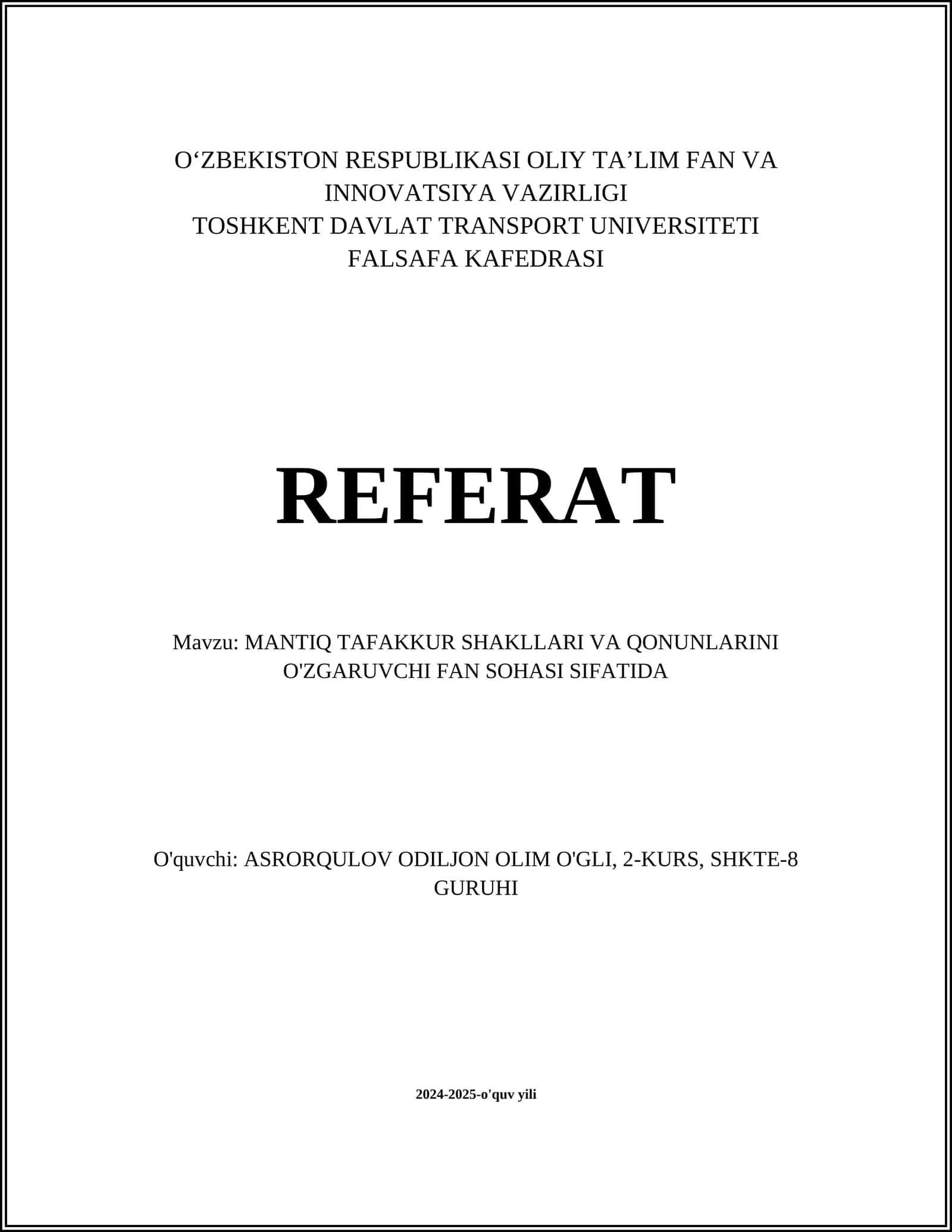 Mantiq tafakkur shakllari