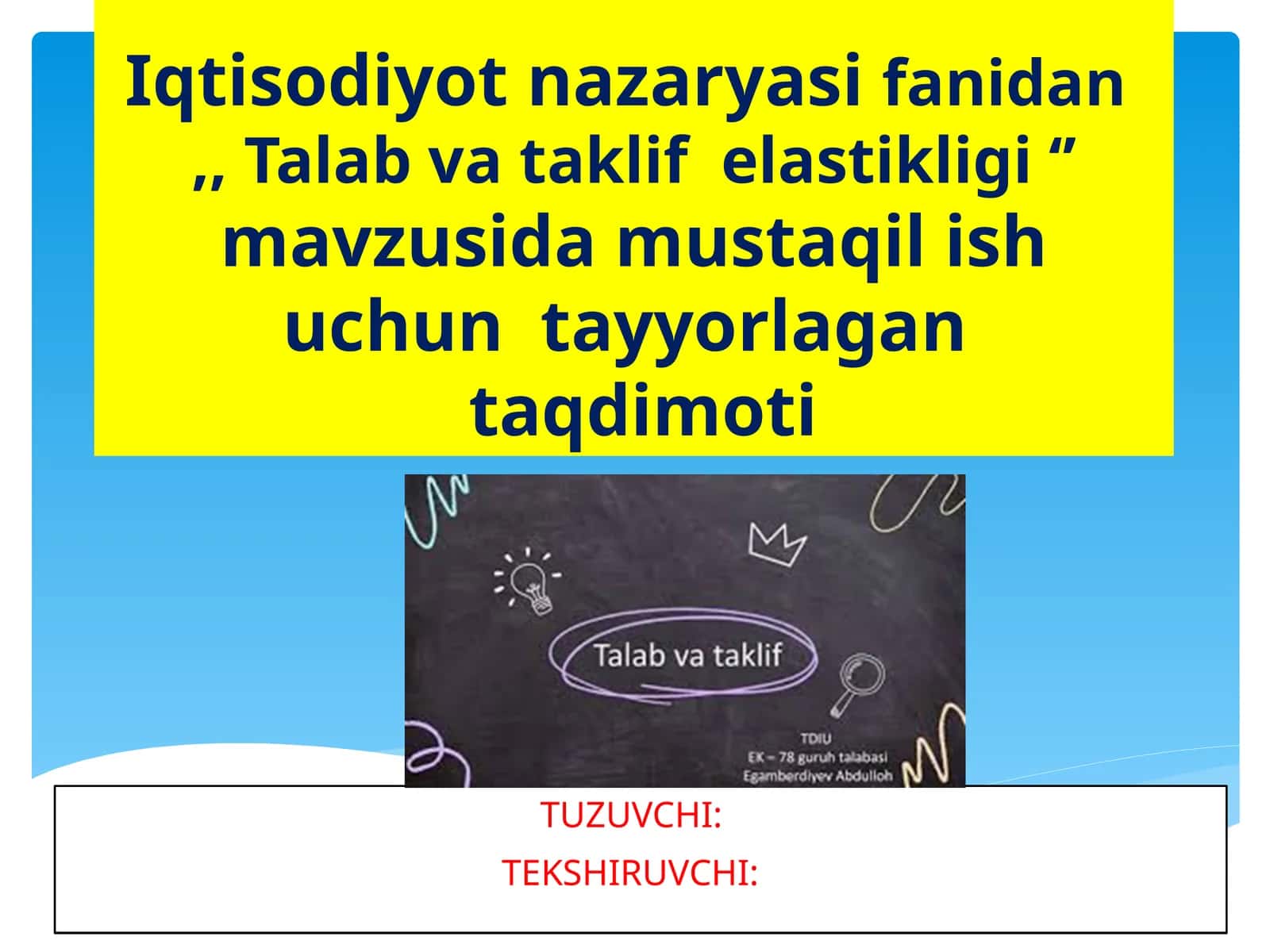 Talab va taklif elastikligi