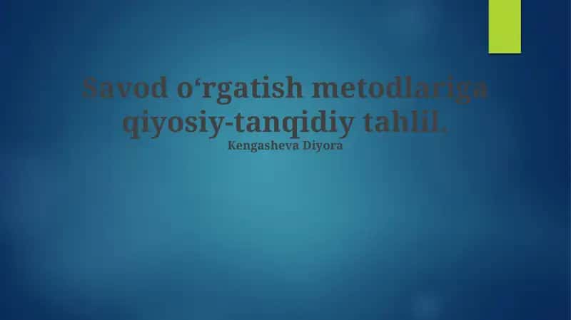 Savod oʻrgatish metodlari