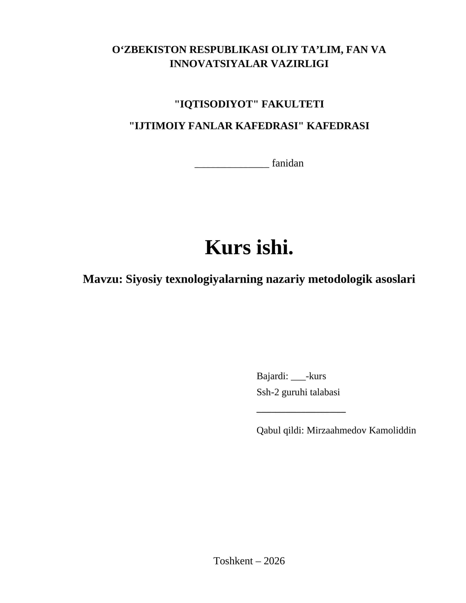 Siyosiy texnologiyalarning nazariy metodologik asoslari