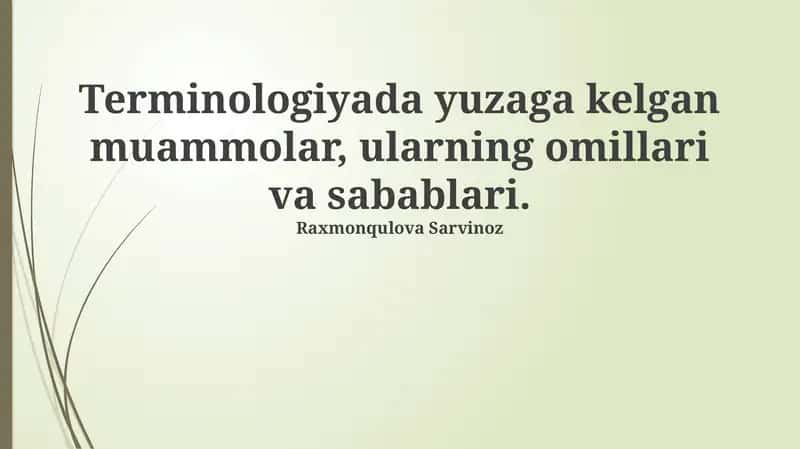 Terminologiyadagi asosiy muammolar