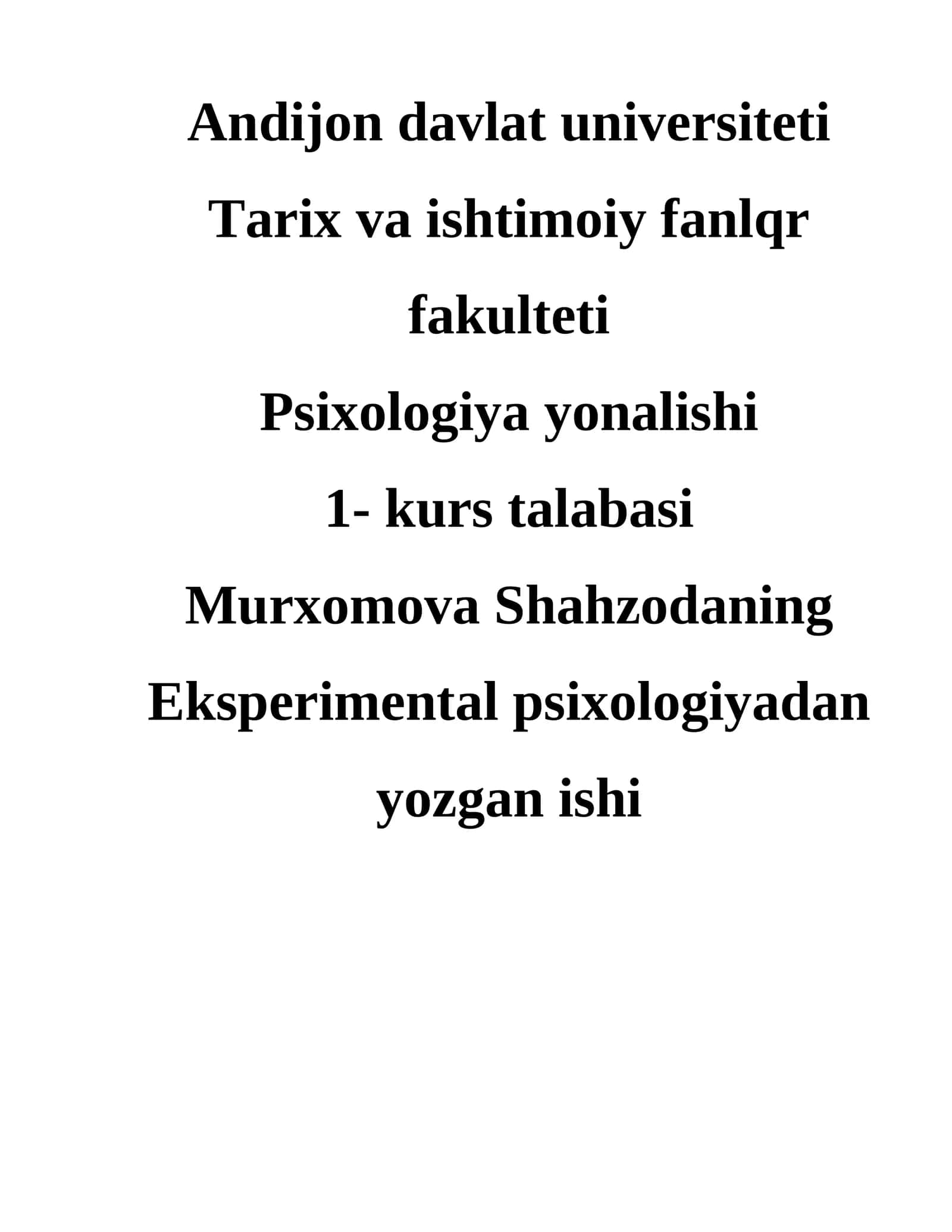 Eksperimental Psixologiyadan Yozgan Ishi